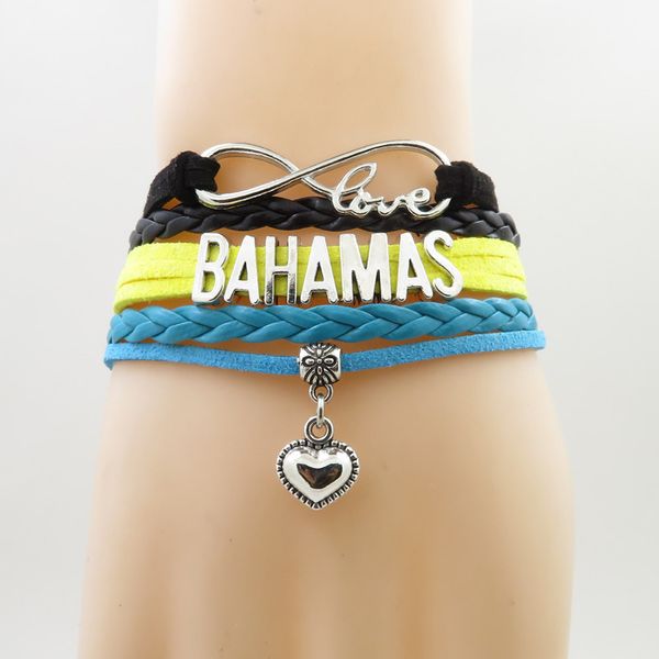 

infinity love bahamas bracelet heart charm bahamas national flag bracelets & bangles for woman and man jewelry, Golden;silver