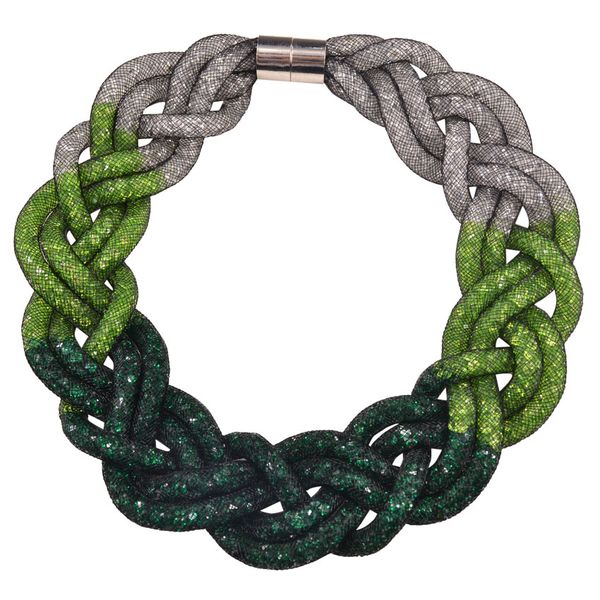 

18 color new fashion women crystal choker mesh necklace, Golden;silver