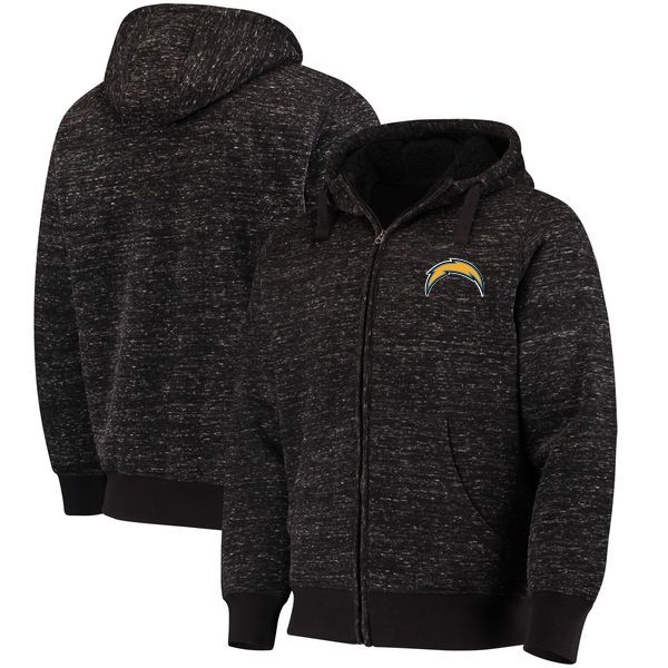 

men los angeles chargers g-iii sports by carl banks discovery sherpa full-zip nfl jacket - heathered black, Blue;black