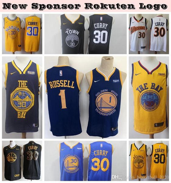 

2020 new mens golden state warriors authentic swingman jersey 1 d'angelo russell 30# stephen curry basketball jersey stitched, Black