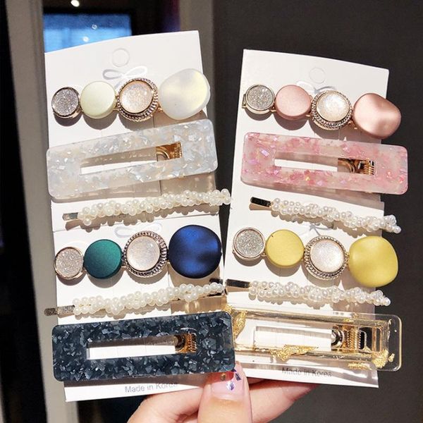 

3шт / set сладких девушки ацетат pearl зажим для волос ручной работы цветного металла заколка для взрослого barrettes моды волос аксессуаров, Black