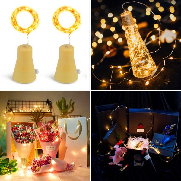 1M 10LED 2M 20LED Lampada Tappo per bottiglia a forma di sughero Vetro leggero Vino LED Filo di rame Stringa di illuminazione per la festa di Natale Matrimonio Halloween