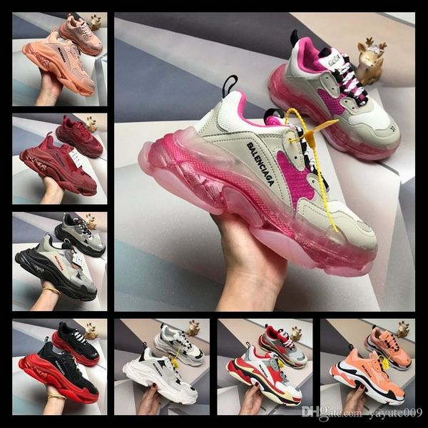 

33 цвет лучшее качество мода париж 17fw тройной s кроссовки тройной s повседневная папа мужская дизайн обувь для женщин бежевый черный дешев