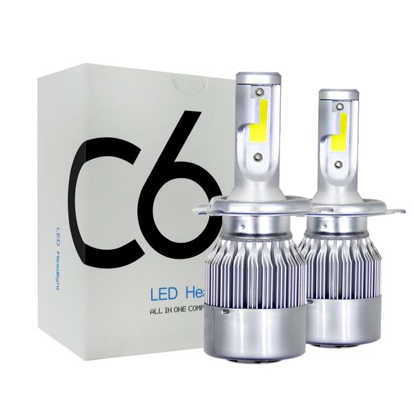 

c6 led car headlights 72w 7600lm cob auto headlamp bulbs h1 h3 h4 h7 h11 880 9004 9005 9006 9007 car styling lights