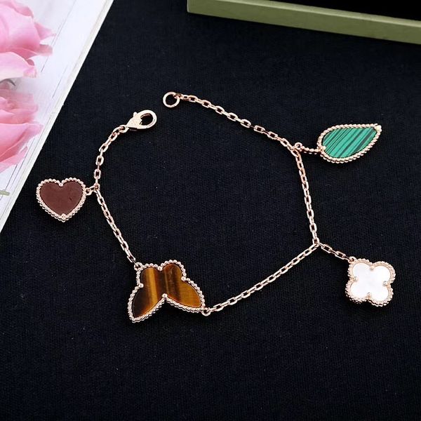 

luxury designer jewelry women bracelets brand bangles single flower leaf butterfly heart bracelet charm bracelet