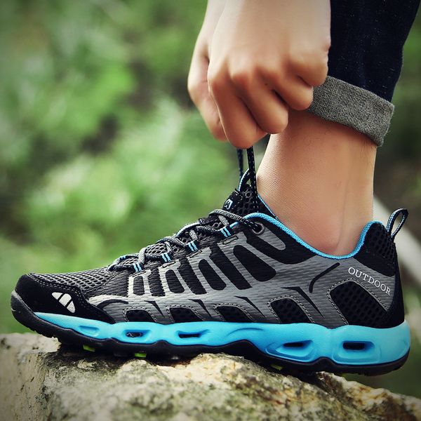 

rommedal couple new non-slip sneakers women men summer outdoor breathable hiking casual shoes sport trainers lovers' footwear, Black