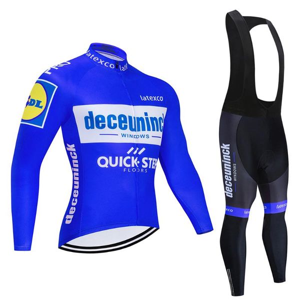 

long sleeve pro cycling jersey set 2020 blue quick step mtb bike wear clothes bicycle clothing ropa cycling set, Black;blue