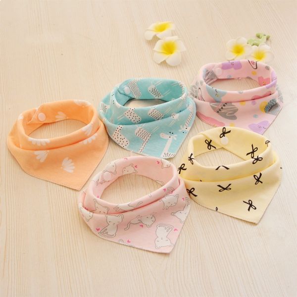 

5pcs/lot baby bibs for boy&girl bandana bib burp cloth print animal triangle cotton baby scarf meal collar burp baby accessories