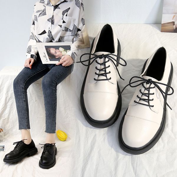 

women shoes autumn all-match soft british style oxfords women's round toe modis female footwear fall winter cross preppy, Black