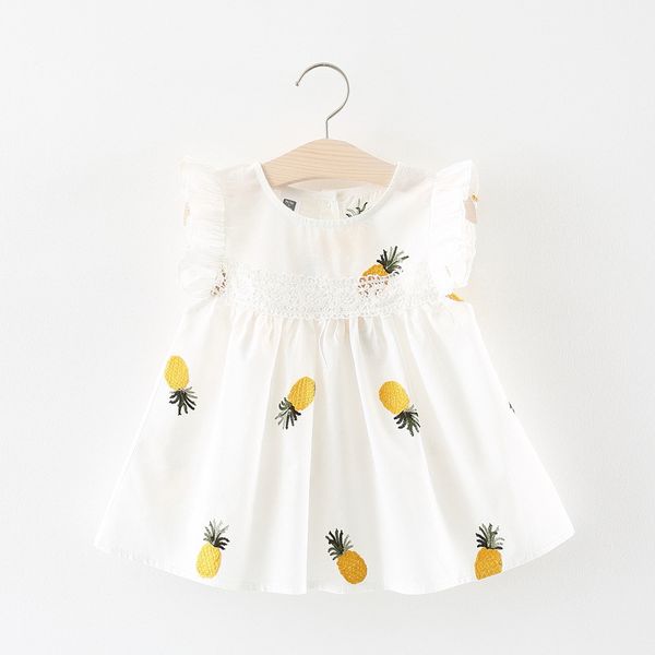 

baby girls clothes summer baby infant toddler dress sleeveless sleeve frill newborn dresses cotton pineapple dresses, Red;yellow