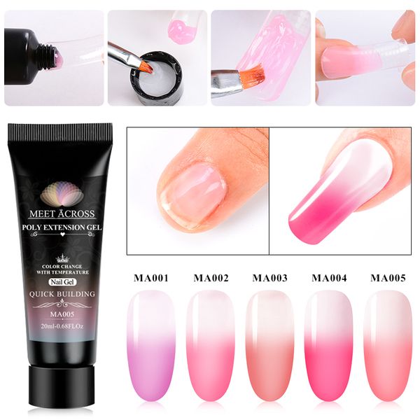 

meet across 20ml thermal quick building gel nail polish acrylic poly extension gel nail tips uv builder soak off art varnis, Red;pink