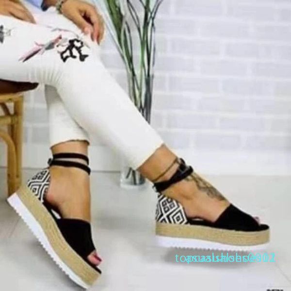 

flat sandals women 2020 comfortable platform ladies fashion casual sandals big size platform wedges roman shoes t12, Black