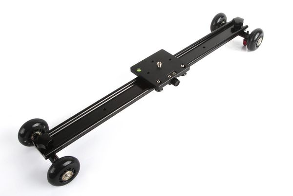 Freeshipping 60 cm 23 '' Stabilizzatore video per binario per binario per carrello per fotocamera a 4 ruote in alluminio per videocamera DSLR DV