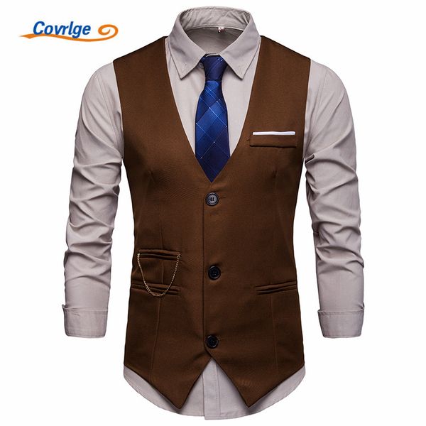 

covrlge men suit vest classic v collar dress slim fit wedding waistcoat mens formal slim sleeveless men black gilet homme mwx040, Black;white