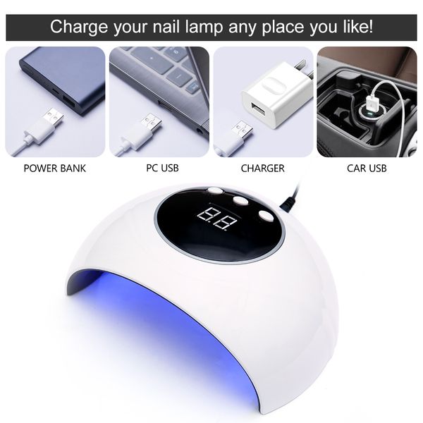 

lacheer new 36w uv led lamp nail dryer for all types gel 12 leds uv lamp for nail machine curing 60s/88s timer usb connector