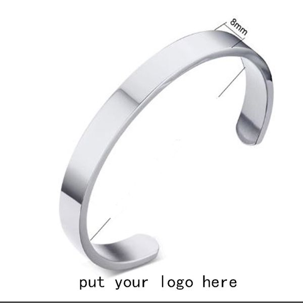 

10 pcs fashion love jewelry cuff bracelet engraved positive 8mm stainless steel bracelets & bangles for women gift, Golden;silver