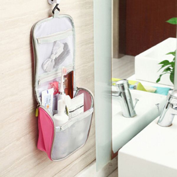 

hanging cosmetic bag women zipper make up bag polyester high capacity travel makeup case handbag organizer storage wash bath