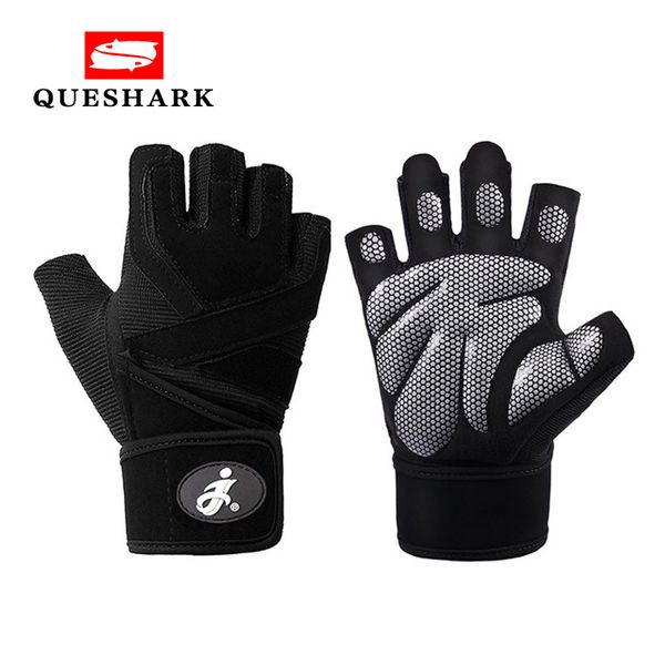 

men half finger weightlifting gloves sports fitness anti-slip gloves black wrist support durable gym dumbbell crossfit