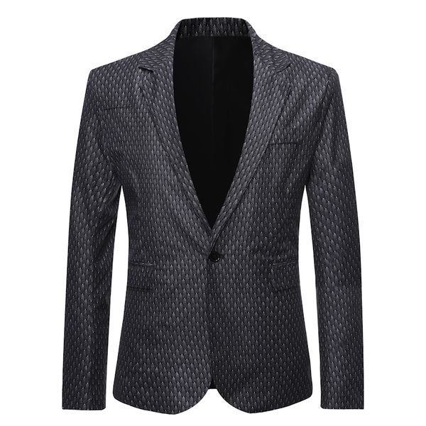 

black floral print one button blazer men 2019 autumn new slim fit mens blazer jacket business wedding party blazers men suits, White;black