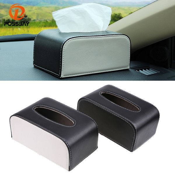 

possbay black beige tissue paper box car napkin paper holder microfiber leather interior armrest box storage home tissue holder