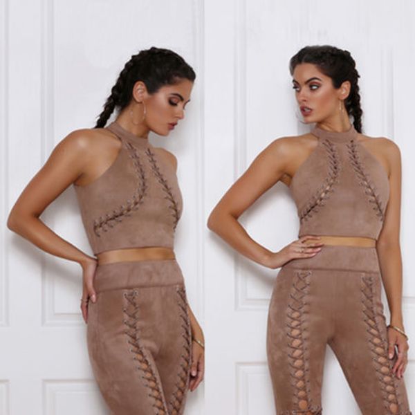 

hirigin летние женские сексуальные ремешками замша без рукавов холтер топы растениеводство дамы короткий танк, White