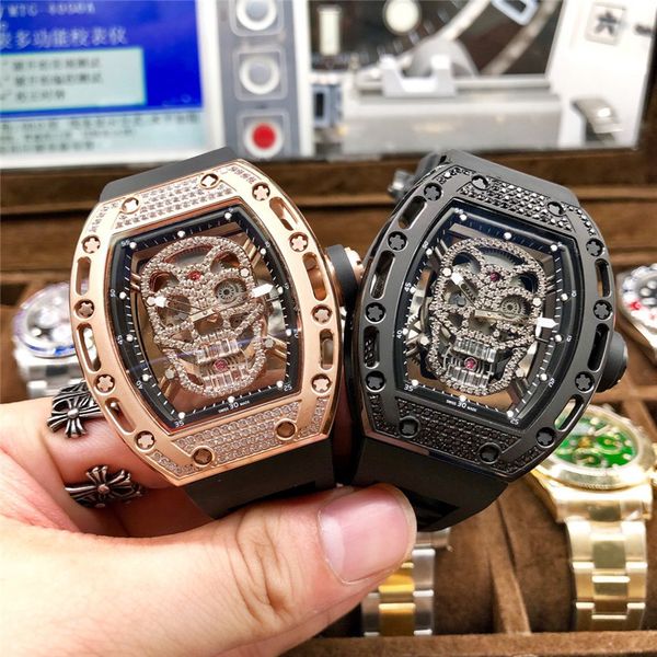 

Skull diamond watche men 039 automatic watche men fa hion keleton ilica gel trap mechanical wri twatch 3 color