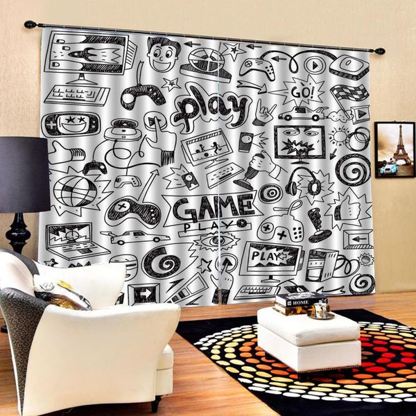 

3d window curtain luxury living room decorate cortina draw curtains black curtain