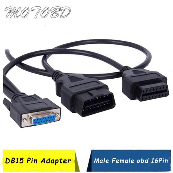 

111cm obd16pin to db 15 pin serial port extension line male 16 pin db 15pin obd2 connector 15 female car obdii cable adapter