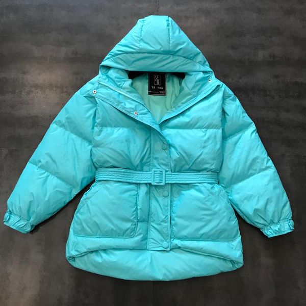 

2020 новые конфеты цвета дважды карманный яркий цвет пояса талии с капюшоном теплый пуховик, Black