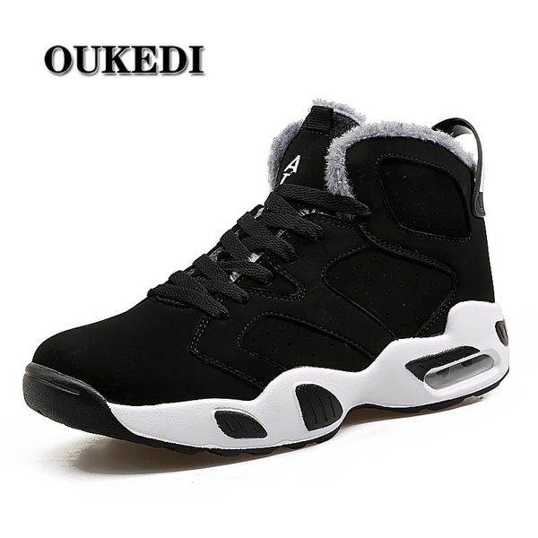 

2019 men boots couple men's winter warm snow boots mens fur plush high ankle sneakers work shoes men lace up, Black