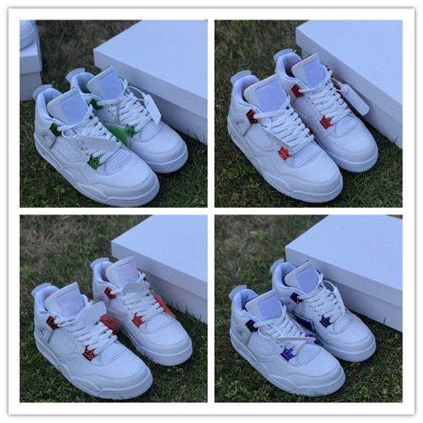 

new 4s four color red purple low men basketball shoes sports sneakers male 4s trainers outdoor size 7-13, White;red
