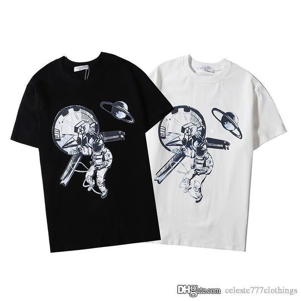 

2020 mens fashion summer t shirts black short sleeve slim shirts astronaut print pattern mens designer casual brand tees s-xxl, White;black