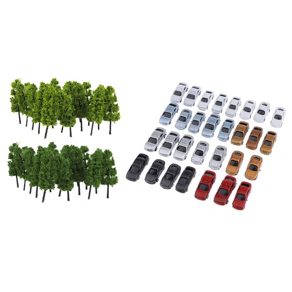

z scale 30x car model with 20x tree mini train 1:200 diorama landscape