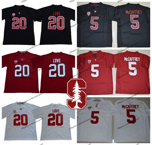 NCAA Mens Stanford Cardinals College Football Jerseys 20 Bryce Love 5 Christian McCaffrey Home Black RED Vintage Stitched University Shirts S-XXXL