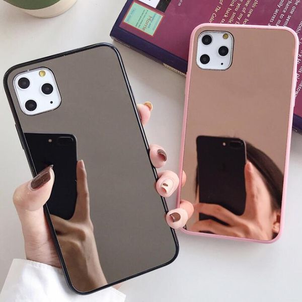 

100pcs phone case fashion pure color plating mirror soft shell shatter-resistant for iphone 6s 7 8 xr xs 11 pro max plus protective