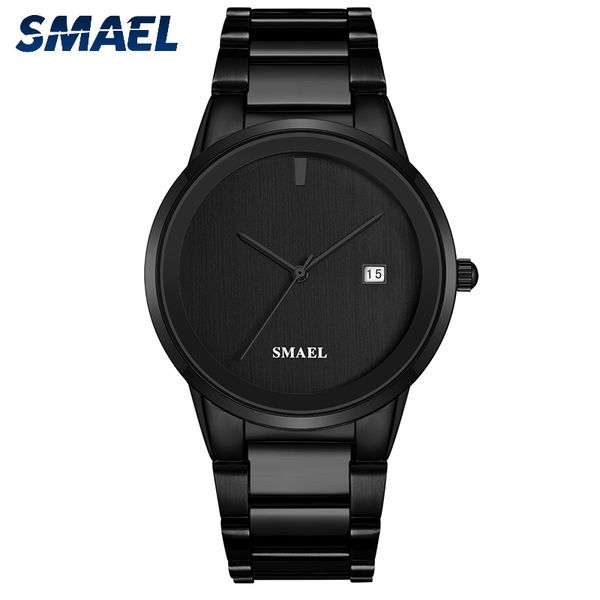

quartz watches mens brand smael watch waterproof stainless steel clock 9004m black quartz watch for men relogio masculino, Slivery;brown