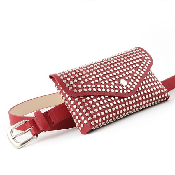 

2020 fanny pack adjustable belt multi-use small fashion rivets casual phone pouch gift purse phone pouch punk belt bag