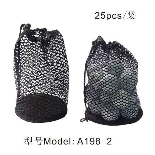 

nylon mesh bag pouch table tennis black portable storage drawing string closure golf ball holder 12/25/50 balls accessories