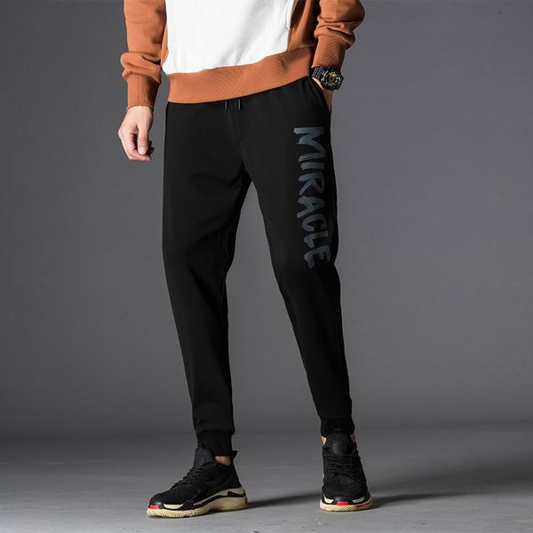 

2018 autumn/winter new men cotton pants casual style men joggers letter print manufacturer dropshipping fashion joggers, Black
