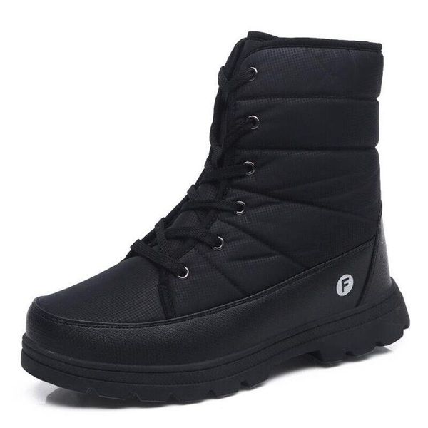 

new high help winter men boots with fur warm snow boots men winter work shoes waterproof ankle size 38-46, Black