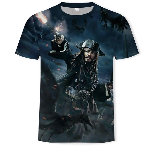 

mens designer tide brand pirate captain 3d printed loose short-sleeved t-shirt, White;black