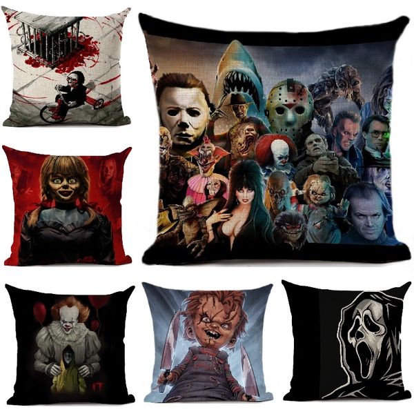 

halloween horror cushion cover chucky annabelle scream clown printed throw pillows living room halloween decorative pillow case