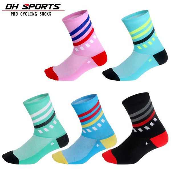 

dh sports new professional brand cycling socks men women outdoor breathable bike sports socks running riding compression, Black