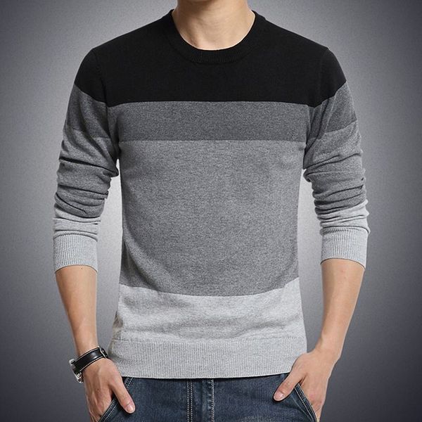 

spring autumn 2018 new striped men's pullover trendy men's wear round collar line coat thin long-sleeved sweaters men, White;black