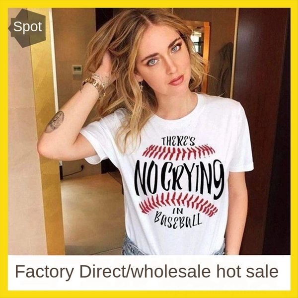 

there's nocrying in letter short sleeve t-shirt there's nocrying in baseball baseball letter short sleeve t-shirt, White