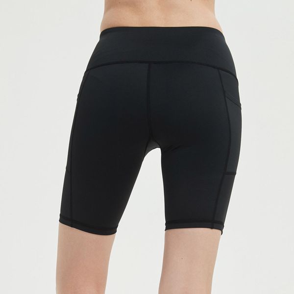 

ishowtienda 2019 women's high waist yoga pants solid color pocket stitching tummy workout running sports shorts pants #, White;red