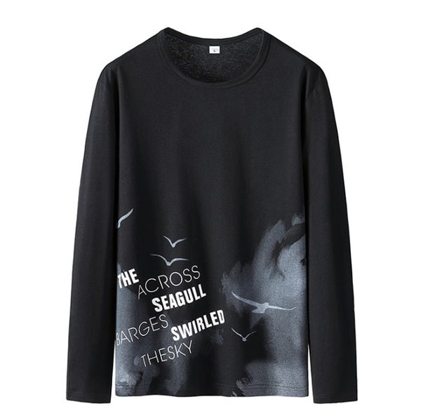 

2020 spring тушью tshirts mens письмо bird printed повседневный мужской тройники пуловер сыпучие мальчиков верхняя одежда, White;black