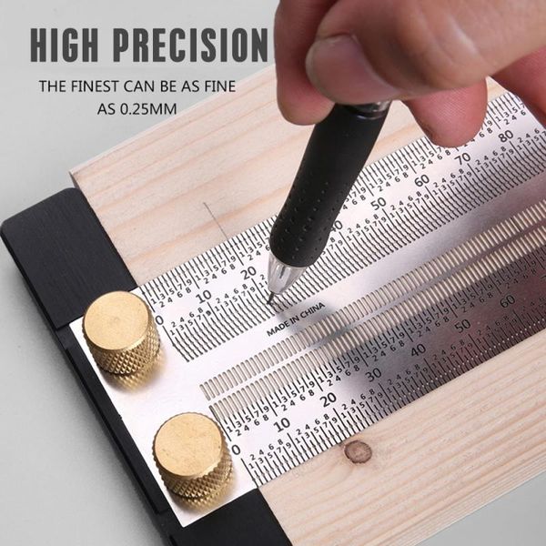 

high-precision t type square woodworking multifunction ruler scriber measuring carpentry marking gauge carpenter tools