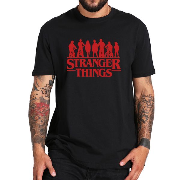 

eu size 100% cotton t shirt strange things graphic print science horror t-shirt simple short sleeve crewneck fitness shirt, White;black