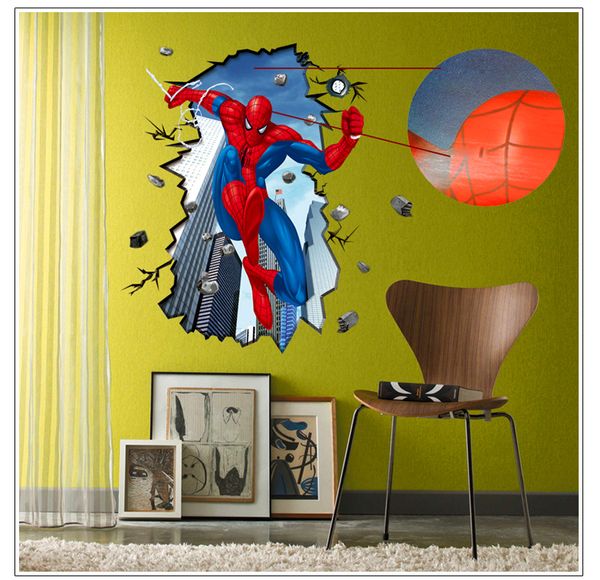 

3d съемная наклейка на стену мультфильм кино плакаты домашнее украшение человек паук стены искусства бумаги человек паук стены стикеры для д